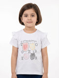 Toddler Girls Ruffle Sleeve Graphic T-Shirt | Sparkle Print Casual Summer Top