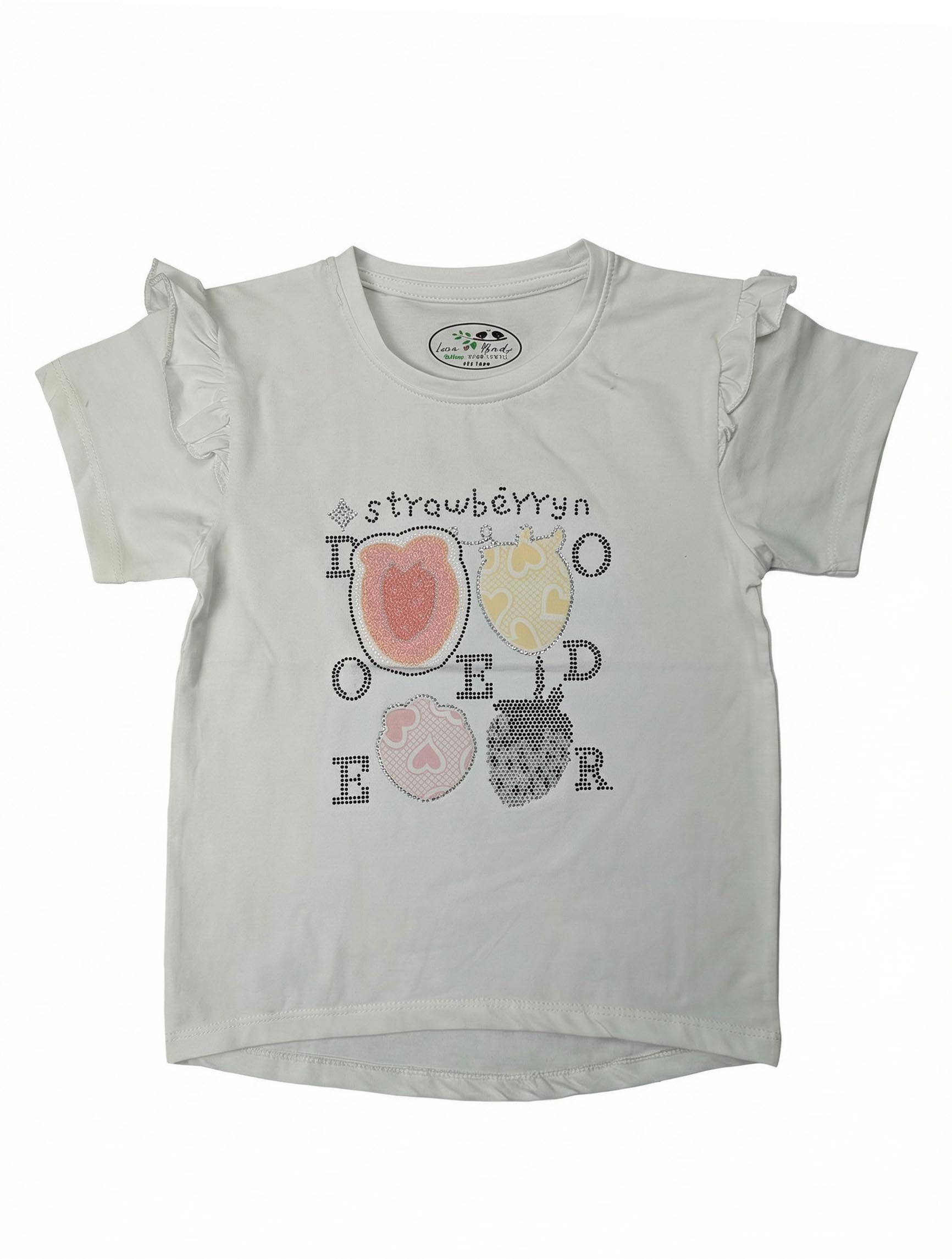 Toddler Girls Ruffle Sleeve Graphic T-Shirt | Sparkle Print Casual Summer Top