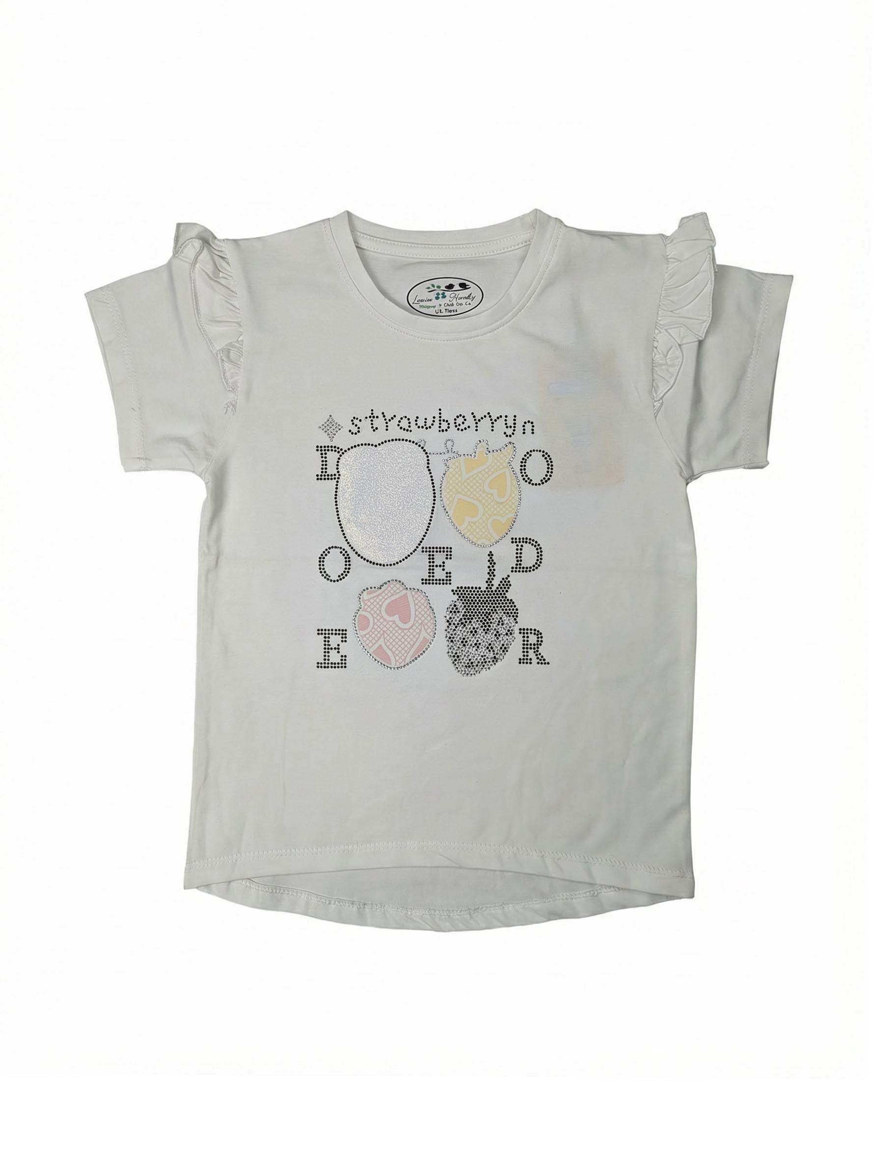 Toddler Girls Ruffle Sleeve Graphic T-Shirt | Sparkle Print Casual Summer Top