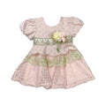 Elegant Baby Girl Pink and white  Lace Frock with Floral Waist Design
