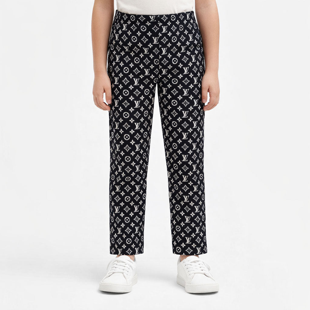 Girls Black Printed Bottoms: Stylish & Comfortable Cotton Trousers