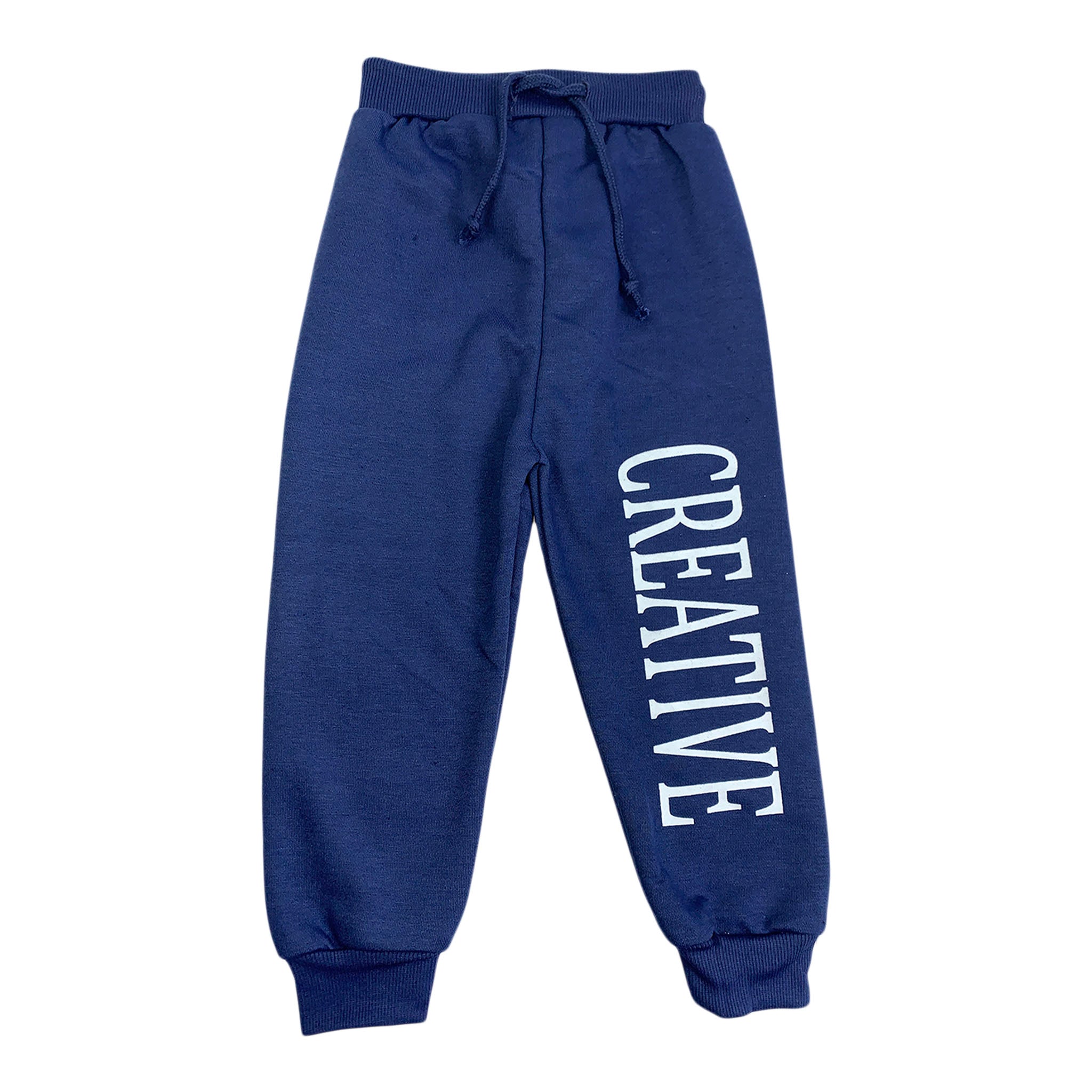 Girls Winter Blue Trouser with “Creative” Print and Adjustable String