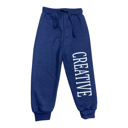 Girls Winter Blue Trouser with “Creative” Print and Adjustable String
