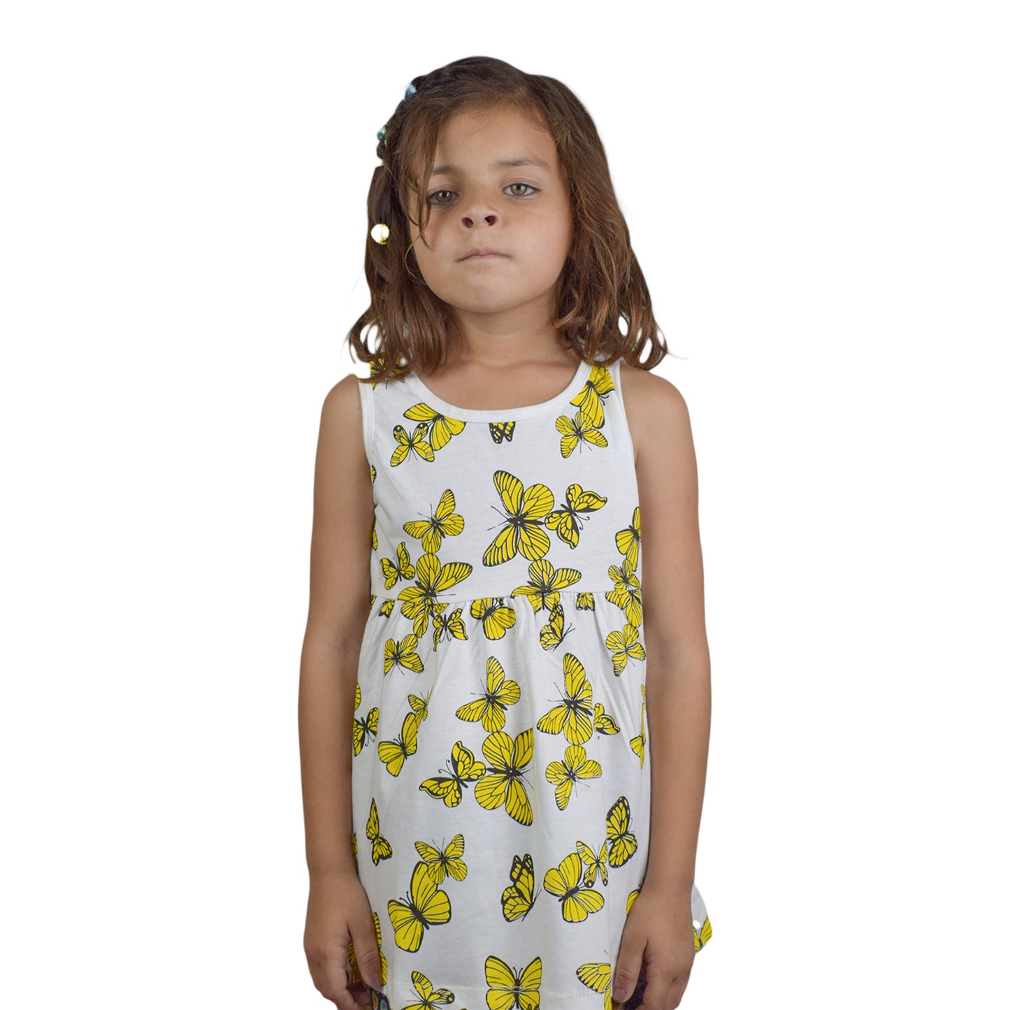 Girls Butterfly Print Tops – White & Orange Variants