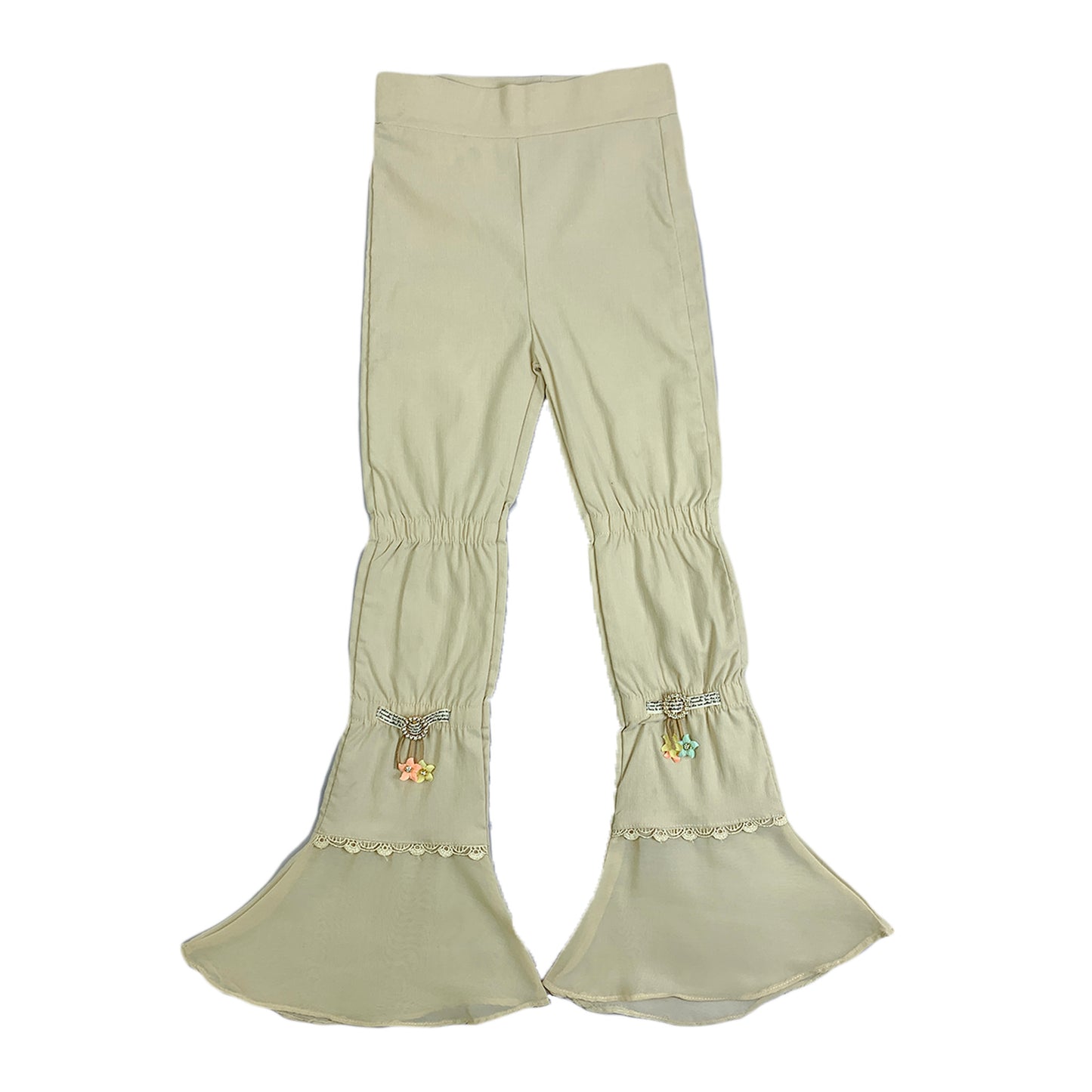 Girls Cream Winter Trouser – Colorful Hanging Flower Design