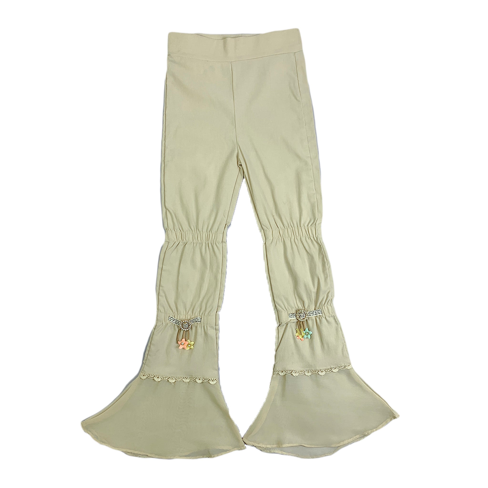 Girls Cream Winter Trouser – Colorful Hanging Flower Design