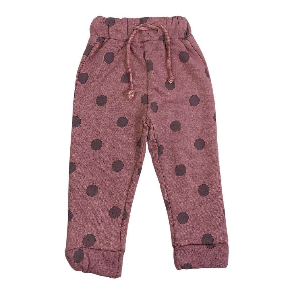 Girls Dusty Pink Polka Dot Winter Fleece Trouser