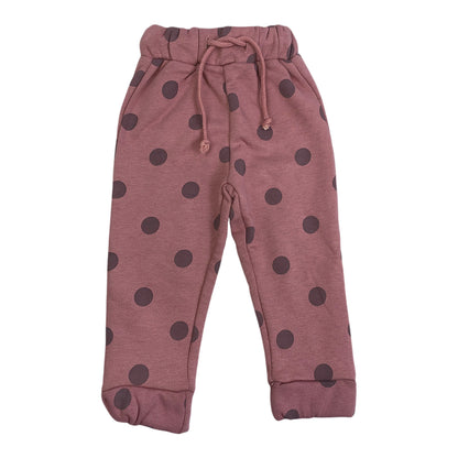 Girls Dusty Pink Polka Dot Winter Fleece Trouser