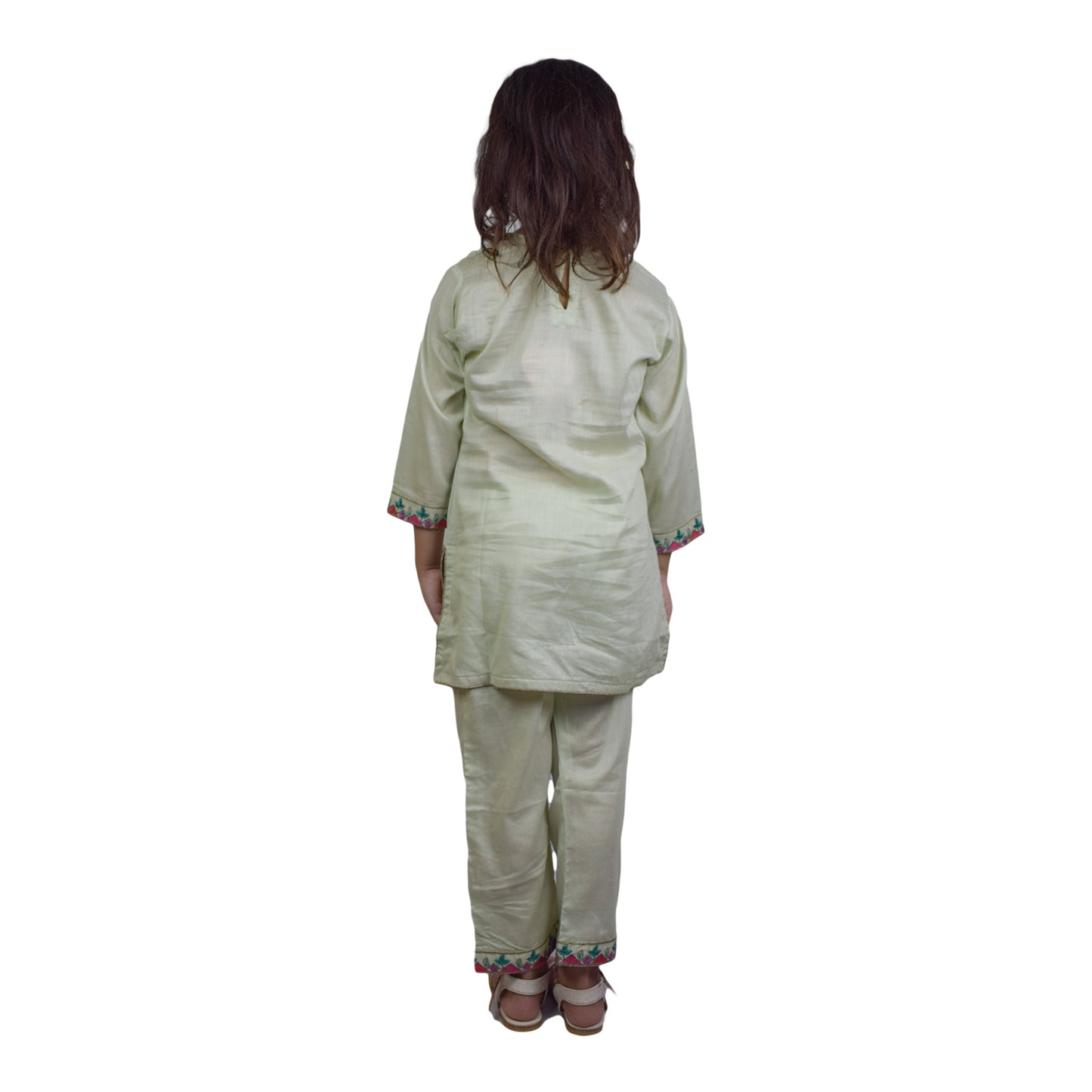 Girls Embroidered Shalwar Kameez with Embroidery on Shirt & Ankle Cuffs | KidZaar