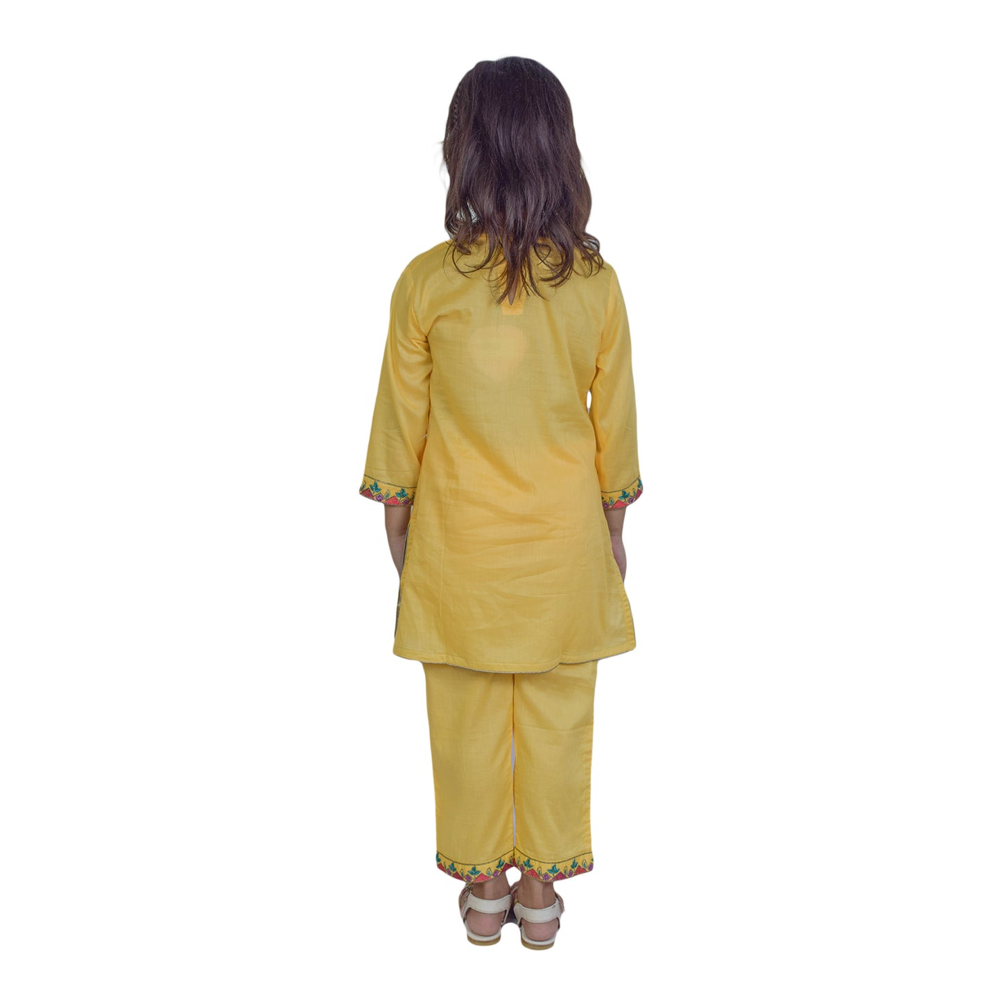 Girls Embroidered Shalwar Kameez with Embroidery on Shirt & Ankle Cuffs | KidZaar