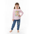 Girls Flower Drink Printed Terry Shirt & Denim Jeans Set – Light Pink & Yellow