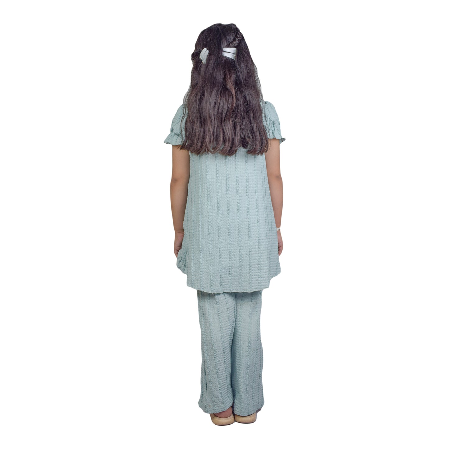 Girls Frost Blue Fancy Kurti & Trouser Set | Kidzaar