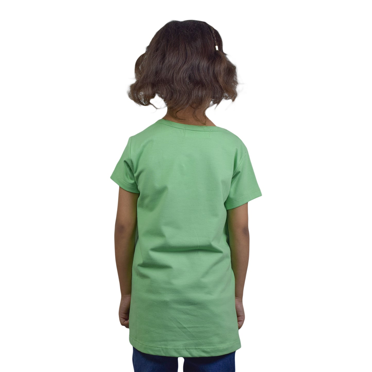 Girls Green Stylish T-Shirt with Sparkling Sequin Writings: Themed Loved
