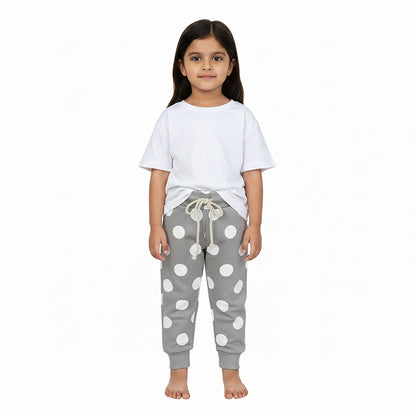Girls Grey Polka Dot Winter Fleece Trouser
