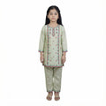 Girls Embroidered Shalwar Kameez with Embroidery on Shirt & Ankle Cuffs | KidZaar