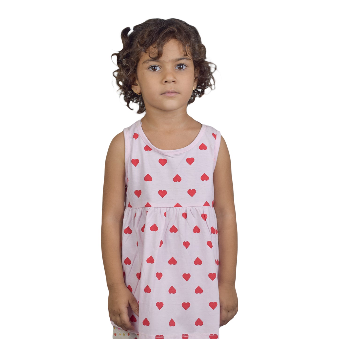 Girls Light Pink Heart Print Top – Cute Summer Style