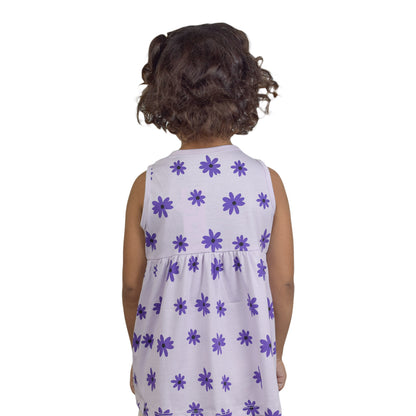 Girls Light Purple Floral Top with Purple Flower Design