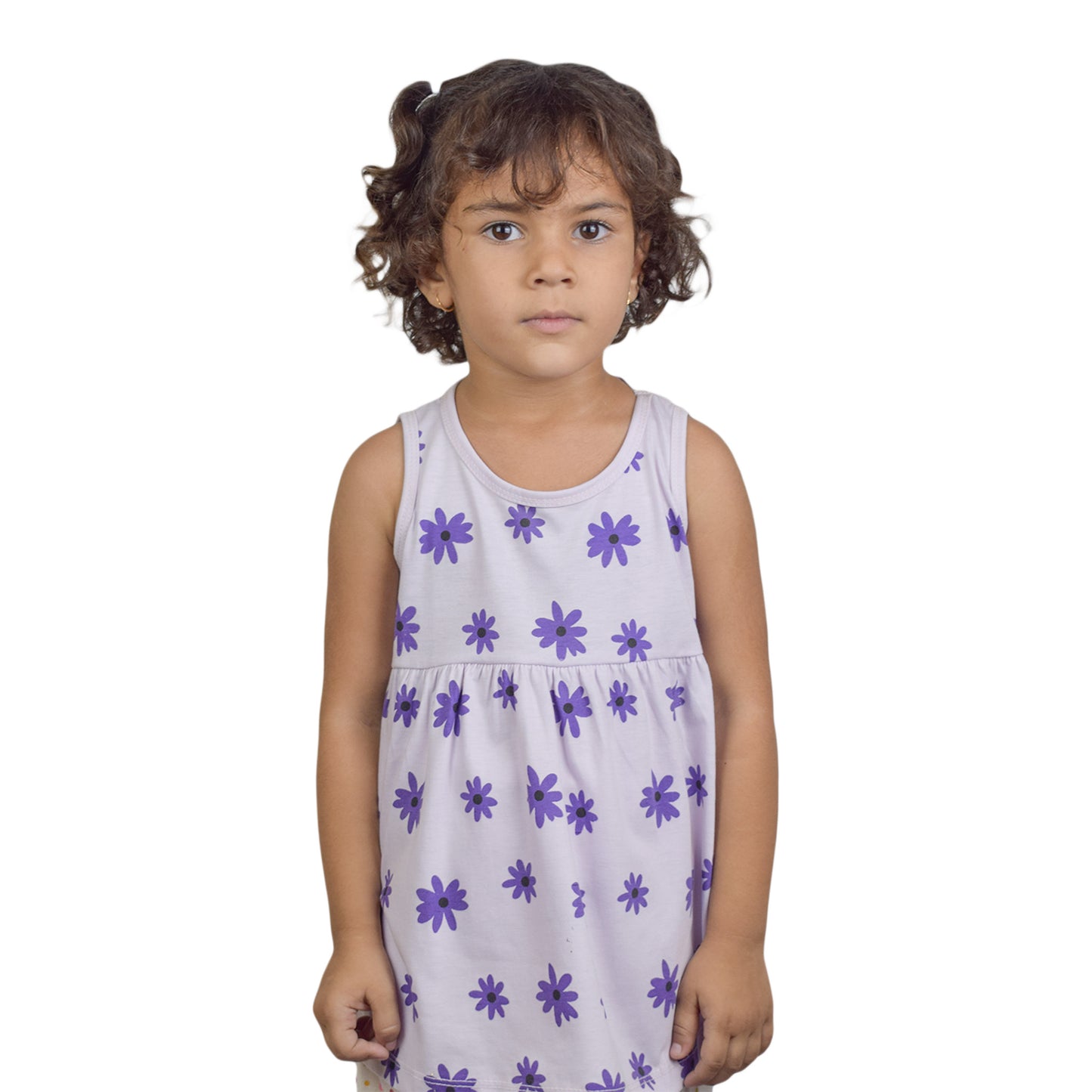 Girls Light Purple Floral Top with Purple Flower Design