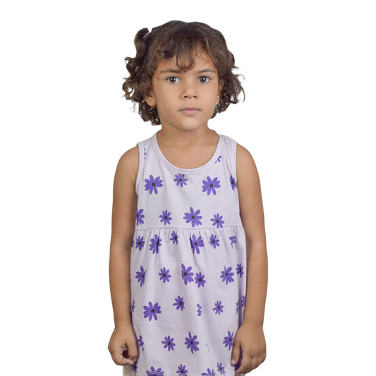 Girls Light Purple Floral Top with Purple Flower Design