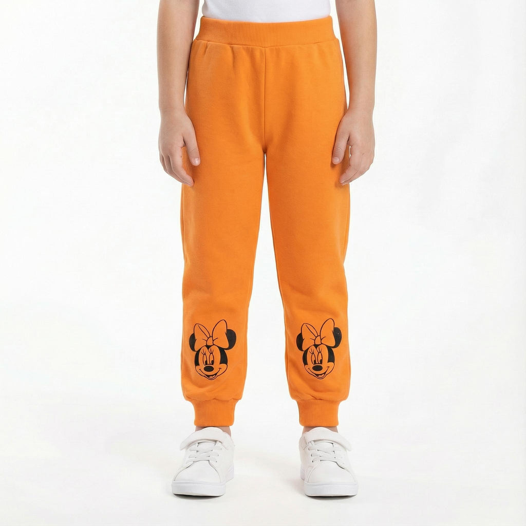 Girls Orange Winter Trouser with Minnie Mouse Cuff Print