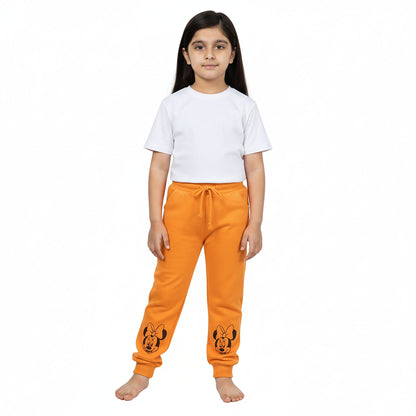 Girls Orange Winter Trouser with Minnie Mouse Cuff Print