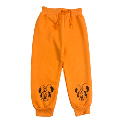 Girls Orange Winter Trouser with Minnie Mouse Cuff Print