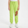 Girls Parrot Green Winter Fleece Trouser with Floral Letter Design