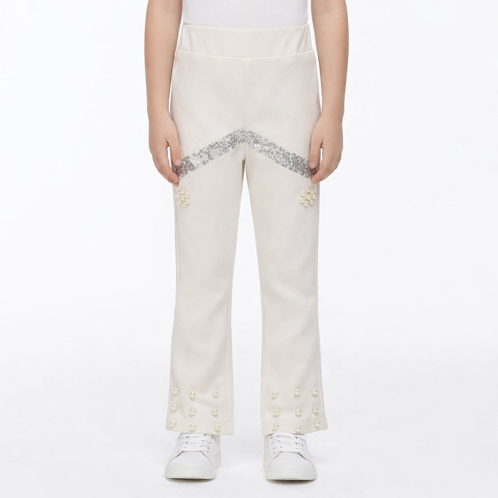 Girls Pearl & Sequin Embellished Trouser