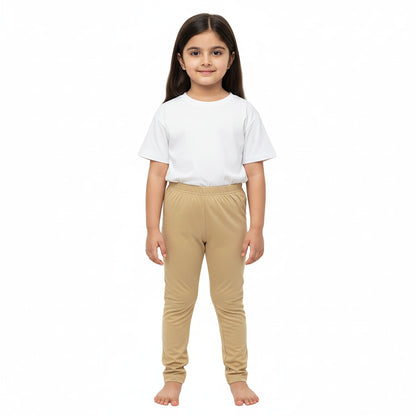 Girls Plain Cream Legging| perfect for casual and daily wear