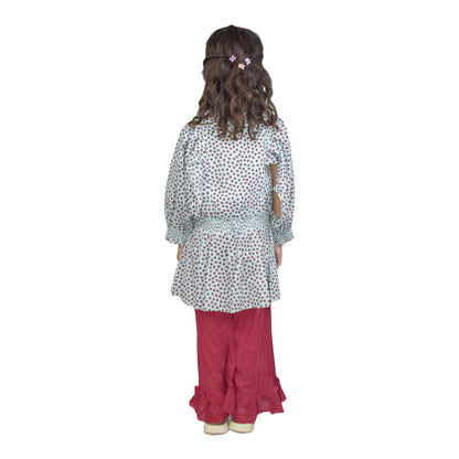 Girls Polka Dot Frock Style Top with Frill Bottom Trouser – Available in  Pink & Ferozi  | KidZaar