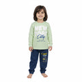 Girls Printed Shirt & Embroidered Denim Jeans Set| Light Green & Yellow
