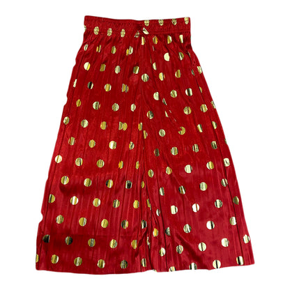 Girls Festive Red Palazzo | Golden Polka Dot Design
