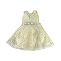 Girls Silk Frock in Pastel Cream with Soft Net Layers & Sequin Flowers