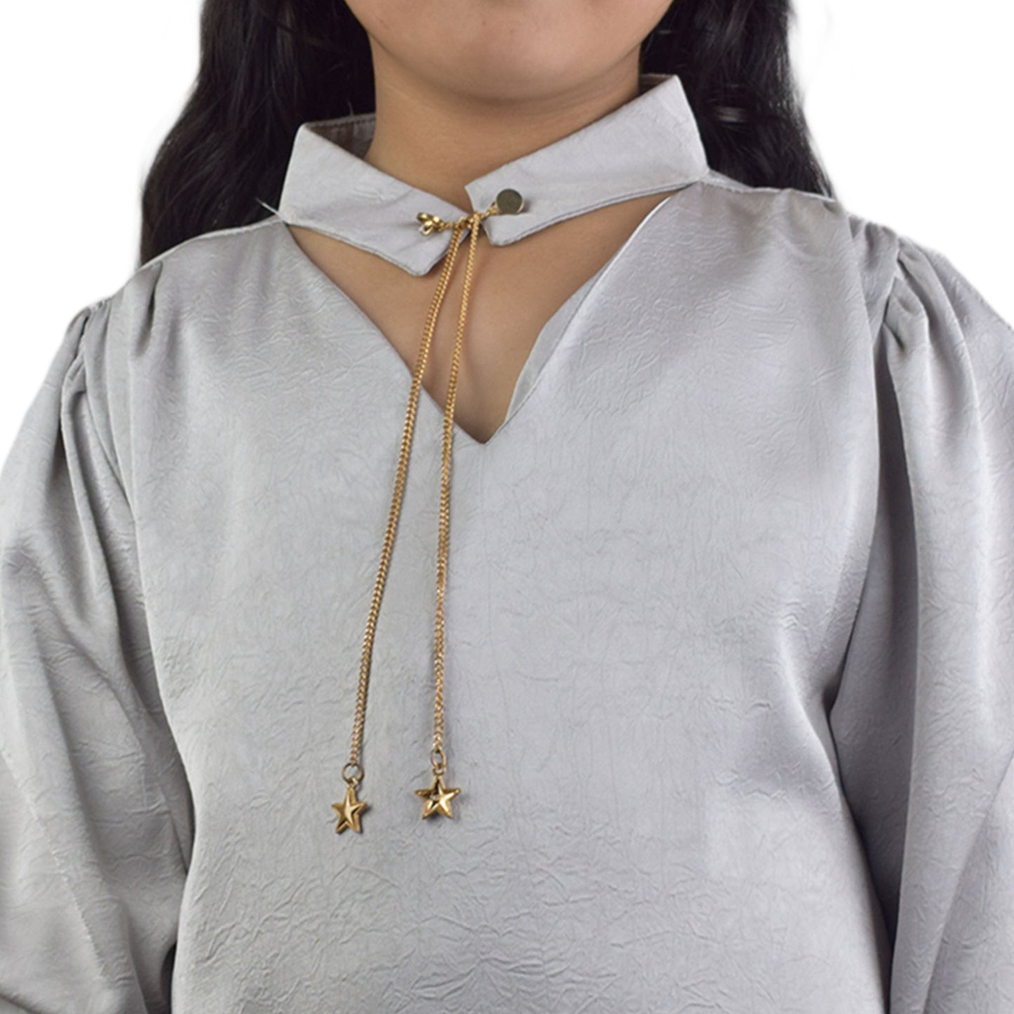 Girls Sliver Neck-Band Top with Chain Detail | Stylish Casual Wear by Kidzaar