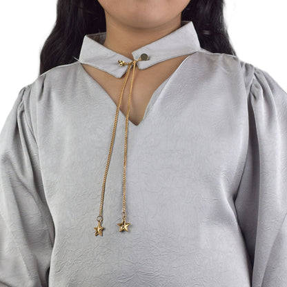 Girls Sliver Neck-Band Top with Chain Detail | Stylish Casual Wear by Kidzaar