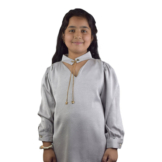 Girls Sliver Neck-Band Top with Chain Detail | Stylish Casual Wear by Kidzaar