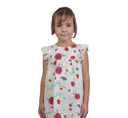 Girls White Floral Top with Stem Design – Elegant Summer Wear