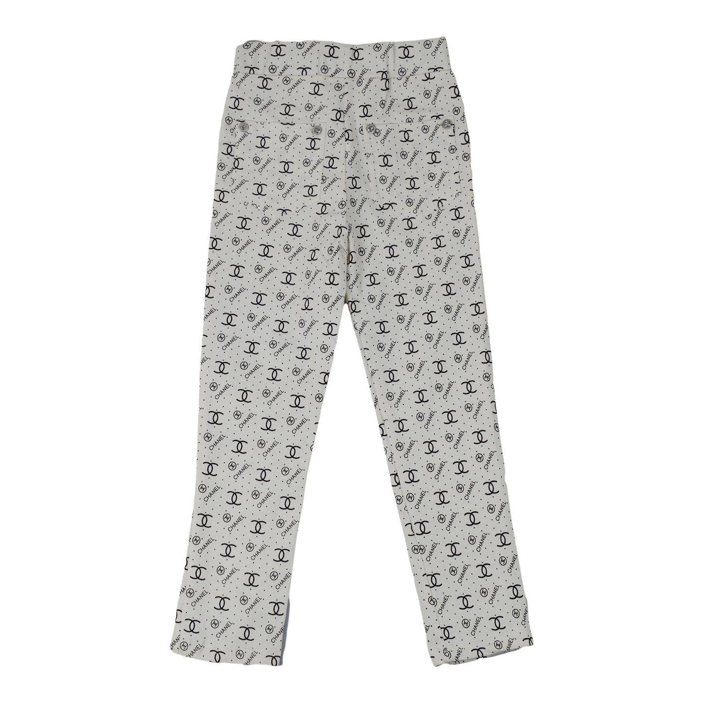 Girls White Printed Cotton Bottoms