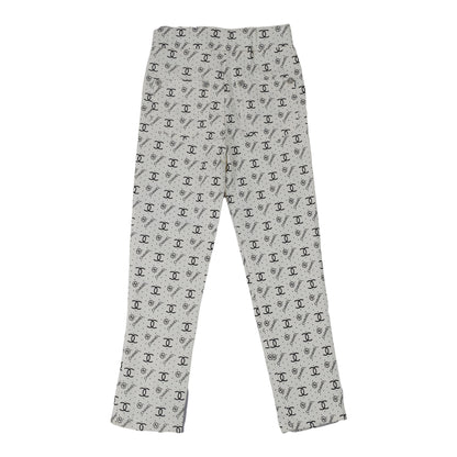 Girls White Printed Cotton Bottoms