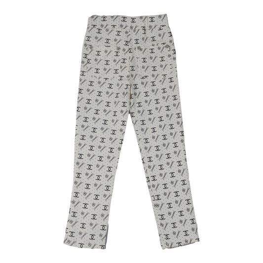Girls White Printed Cotton Bottoms