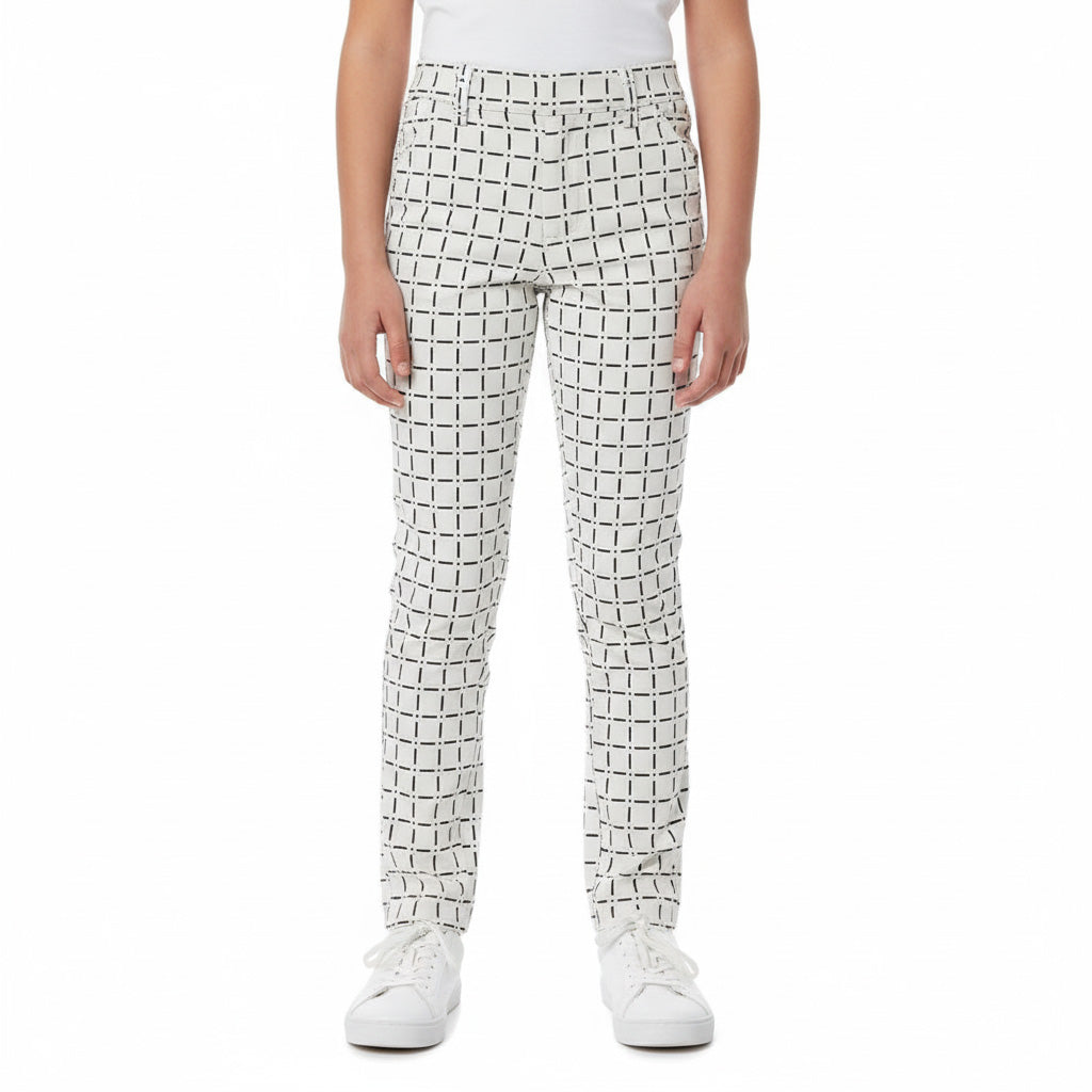 Girls White Printed Cotton Bottoms