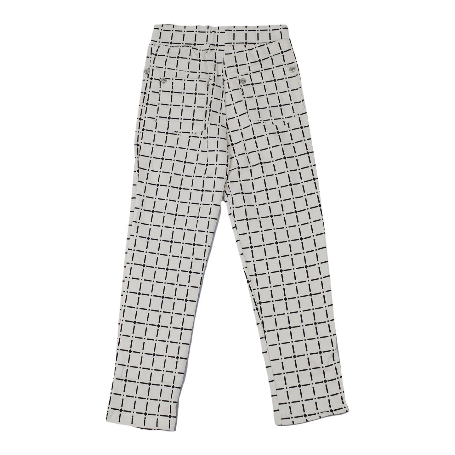 Girls White Printed Cotton Bottoms