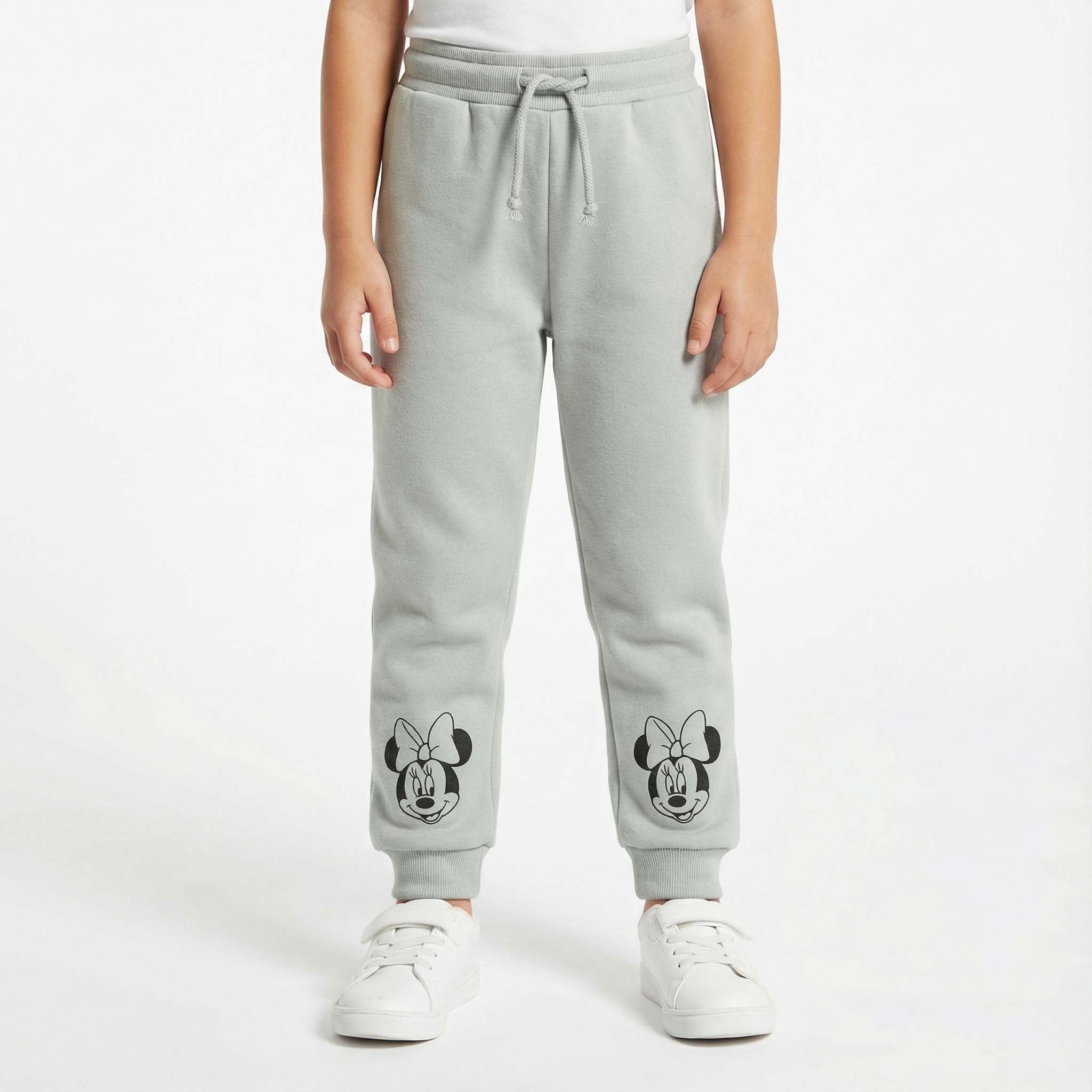 Girls Winter Fleece Trousers – Gray with Minnie Mouse Design