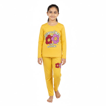 Girls Yellow & Pink Floral Printed Set – “Ready to Enjoy Each Moment” Outfit