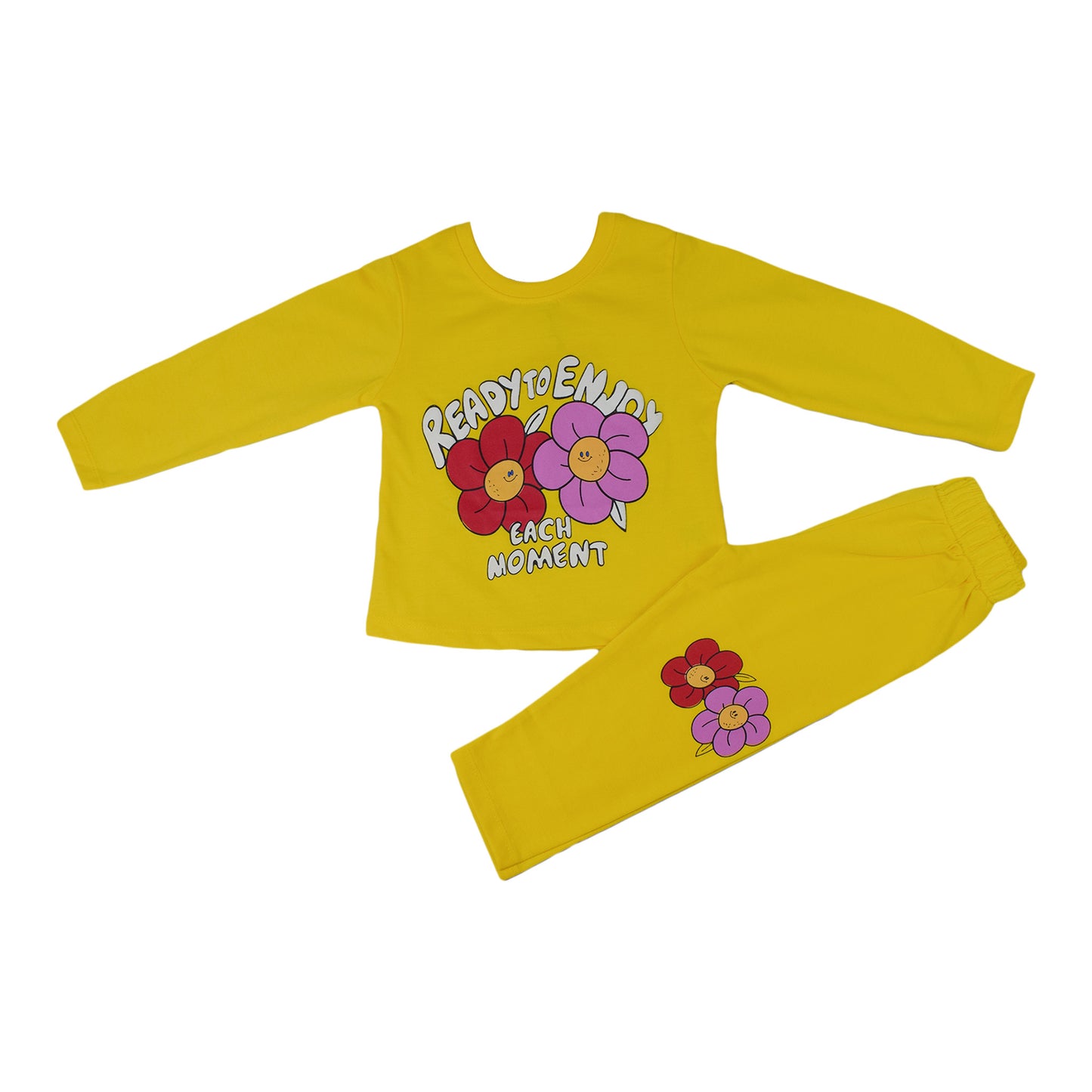 Girls Yellow & Pink Floral Printed Set – “Ready to Enjoy Each Moment” Outfit