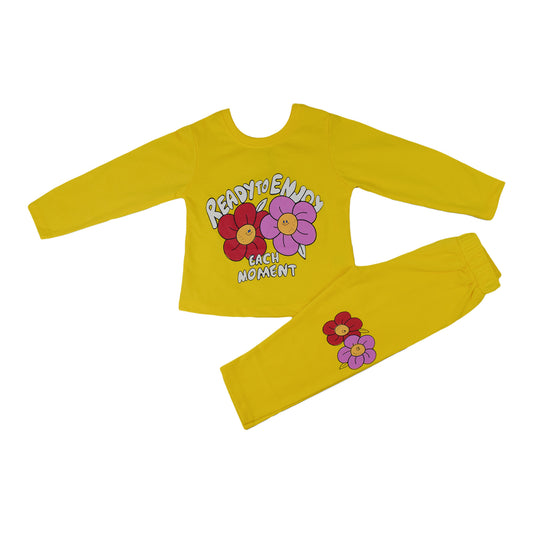 Girls Yellow & Pink Floral Printed Set – “Ready to Enjoy Each Moment” Outfit