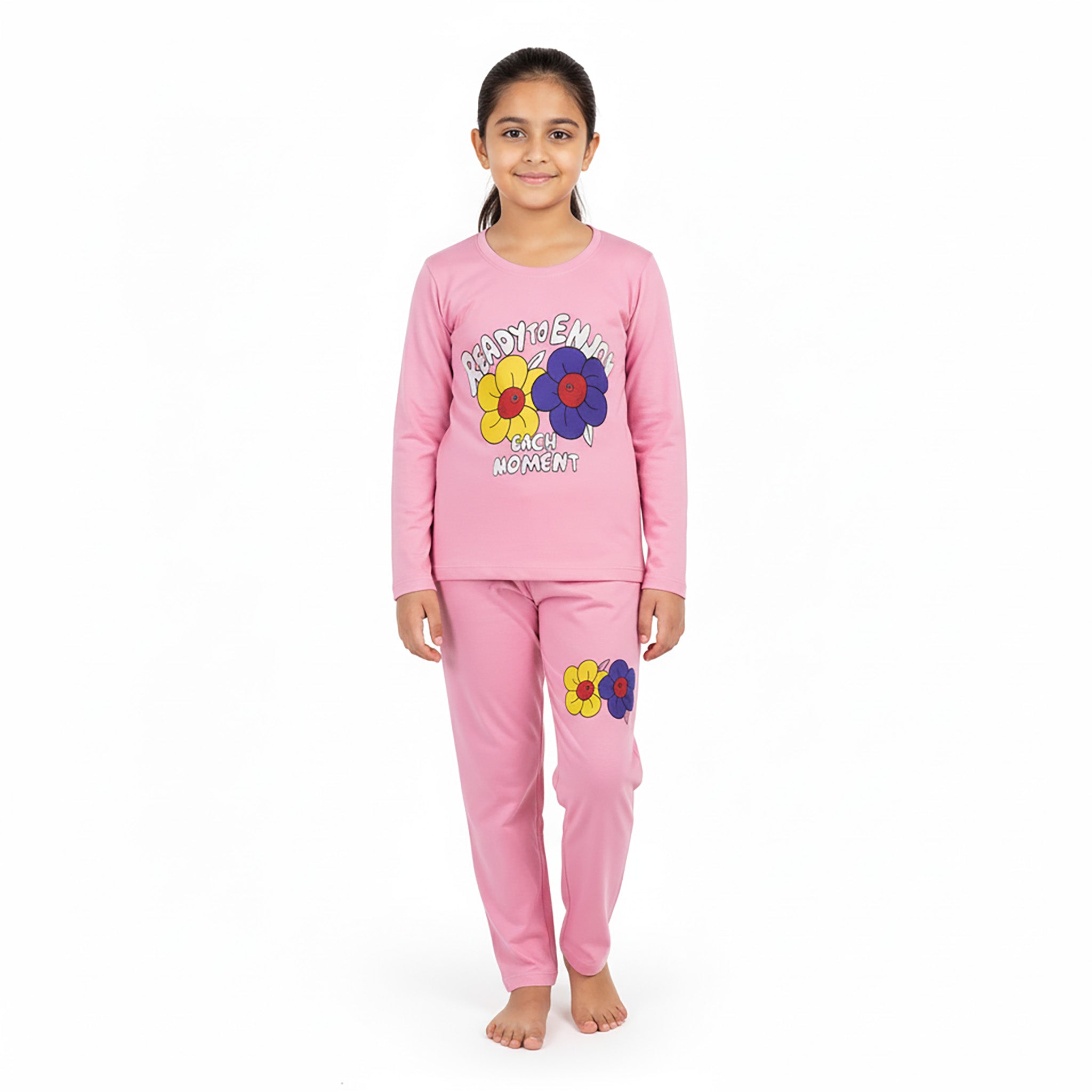 Girls Yellow & Pink Floral Printed Set – “Ready to Enjoy Each Moment” Outfit