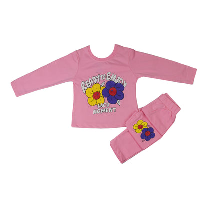Girls Yellow & Pink Floral Printed Set – “Ready to Enjoy Each Moment” Outfit