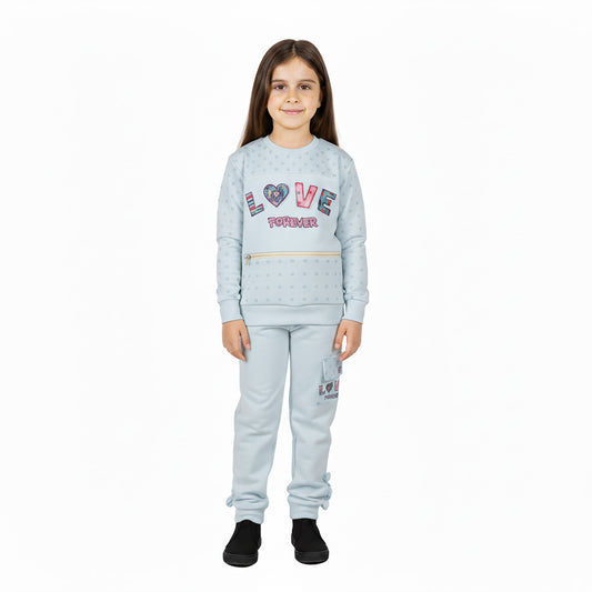 Girls Light Blue Winter Co-ord Set