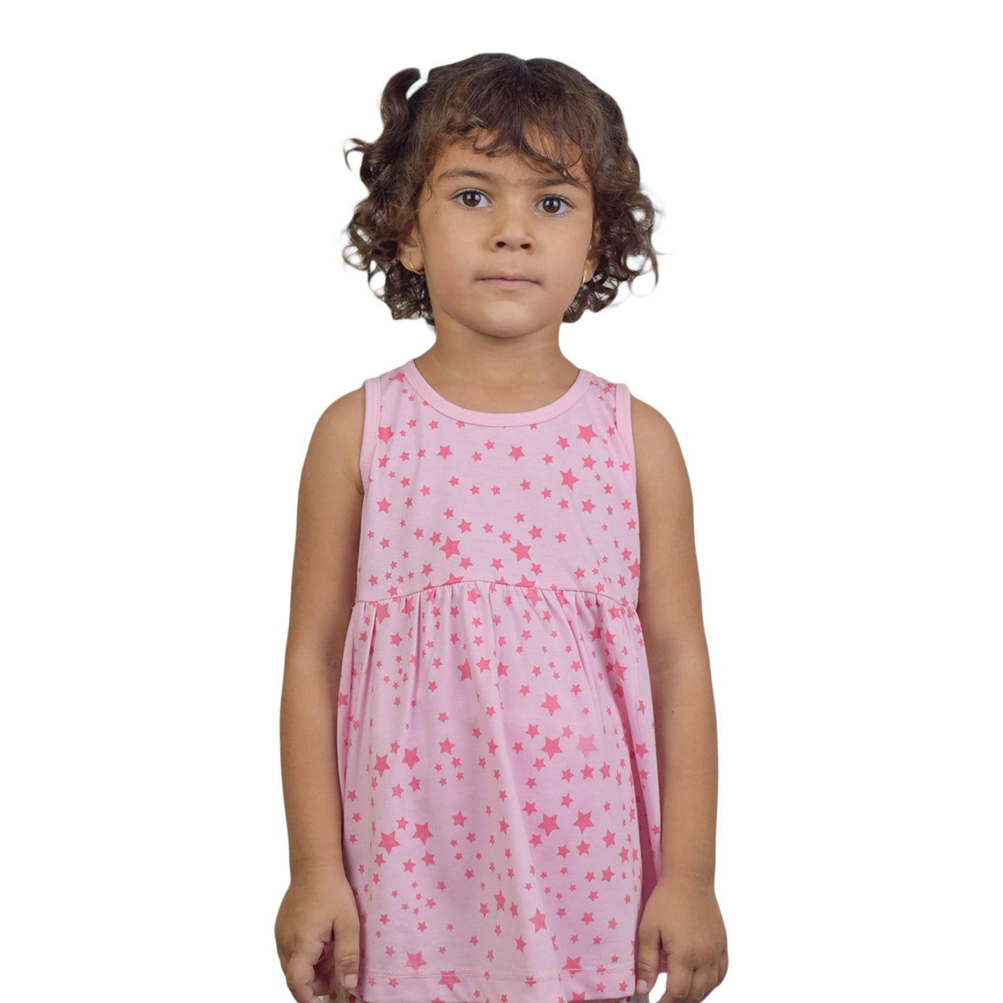 Girls Light Green & Pink Star Print Top – Trendy Summer Wear